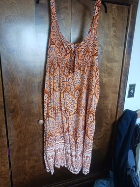 Knox Rose Orange and White Maxi Dress with Paisley Print